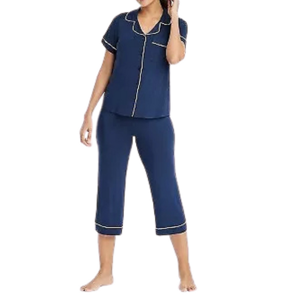 Women's Cloud Knit Short Sleeve Top & Cropped Pants Pajama Set