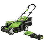 Greenworks 48V (2x24V) 17" Battery Push Mower + 2 x 24V 4Ah Batteries & Dual Port Charger