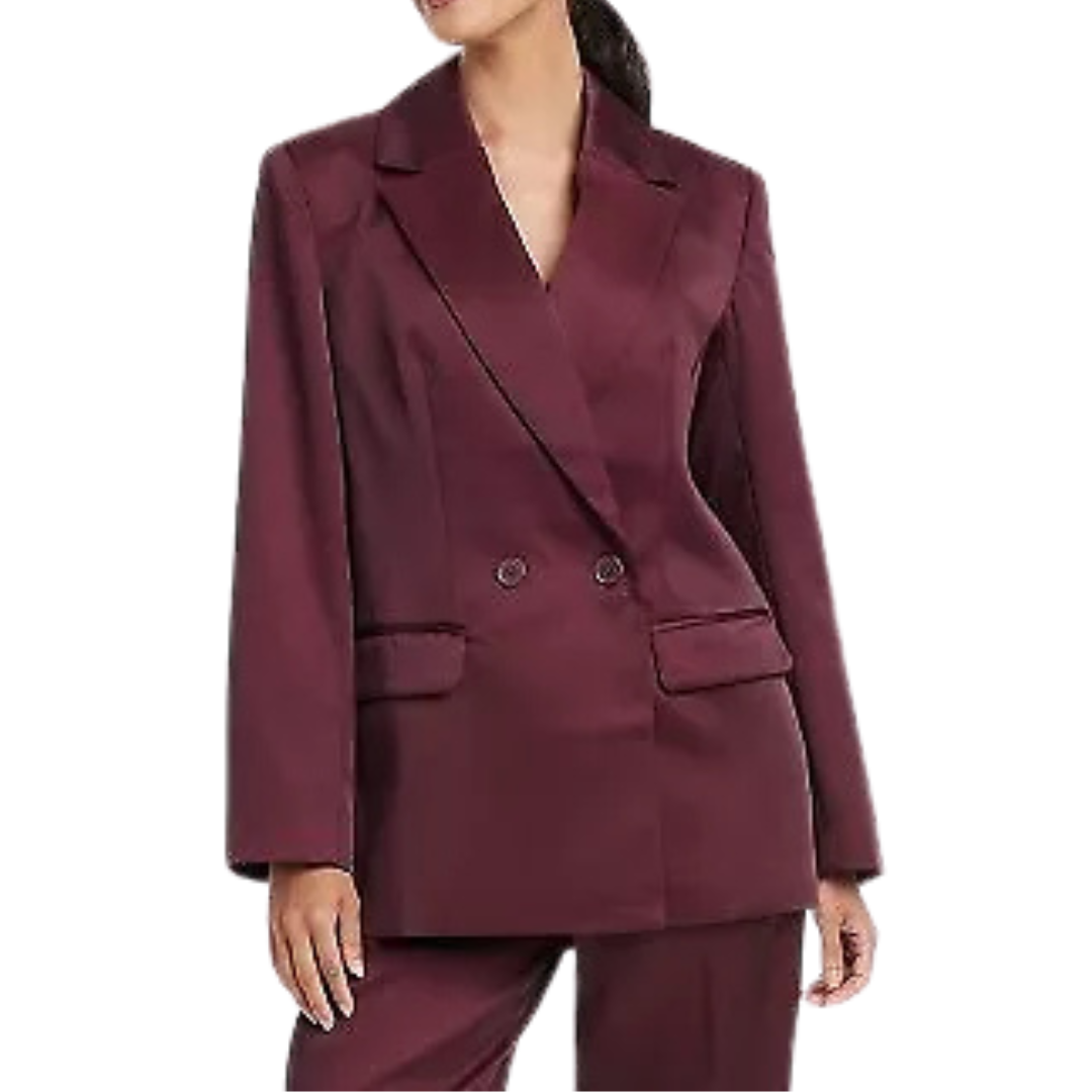 A New Day Women's Structured Satin Blazer (Burgundy)