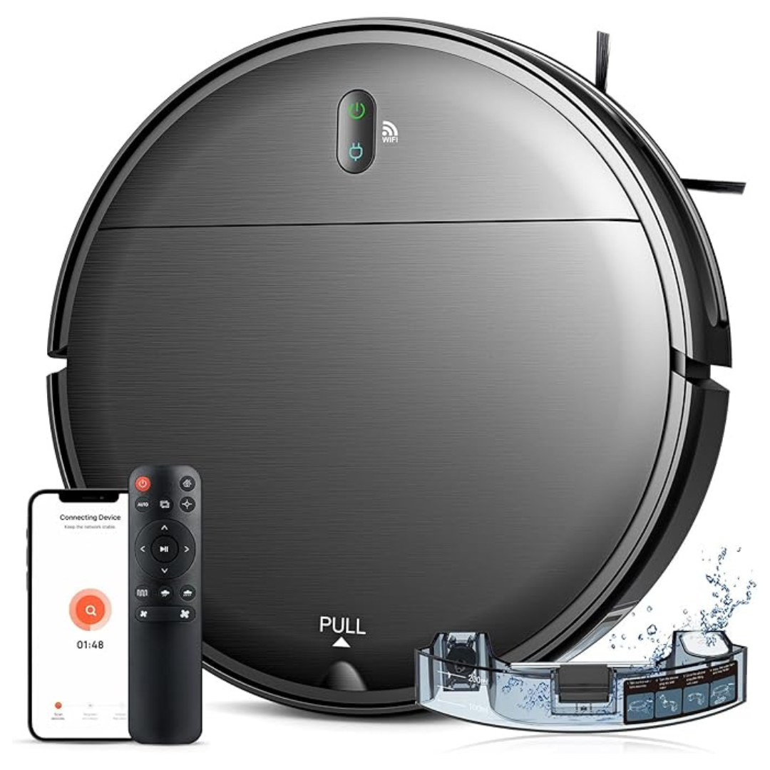 2-In-1 WiFi/App Robot Vacuum And Mop Combo With Watertank & Dustbin