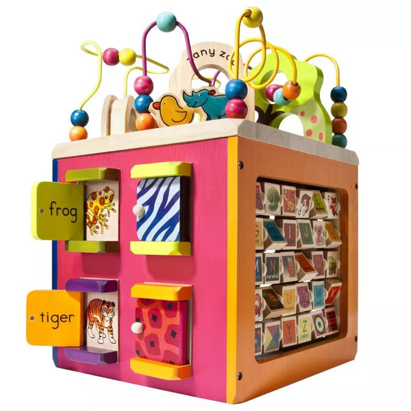 Zany Zoo B. Toys Wooden Activity Cube