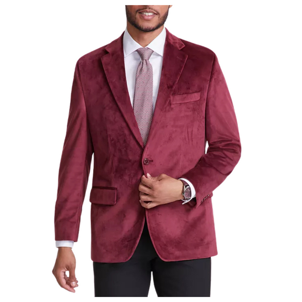 Michael Kors Men's Classic-Fit Velvet Sport Coat (Burgundy)