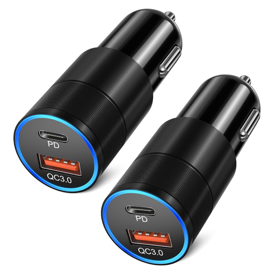 2-Pack 40W Dual 12V USB C Car Charger