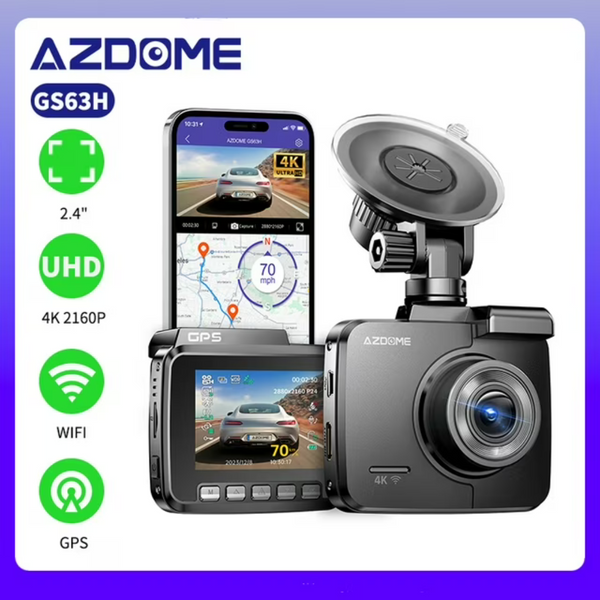 Azdome UHD 2160P Dash Camera w/ Built-in GPS WDR Night Vision