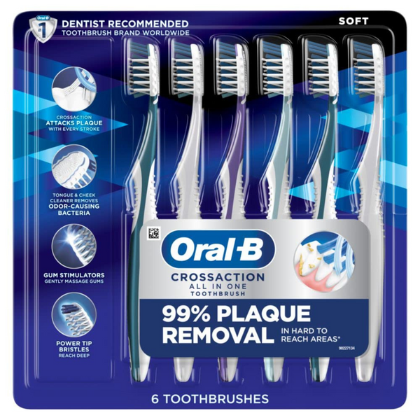 6-Count Oral-B CrossAction All In One Soft Toothbrushes