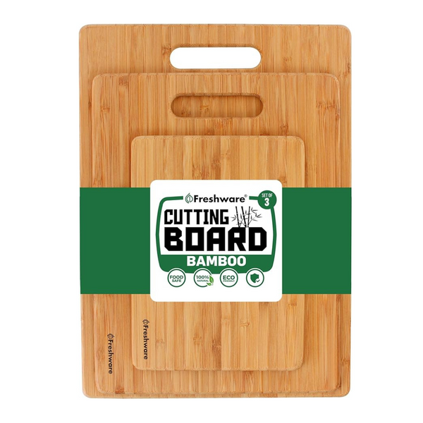 3-Piece Freshware Bamboo Cutting Boards With Handles