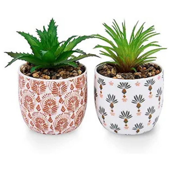 2-Pack Karlliu Artificial Small Cute Succulents Plants In Ceramic Planters