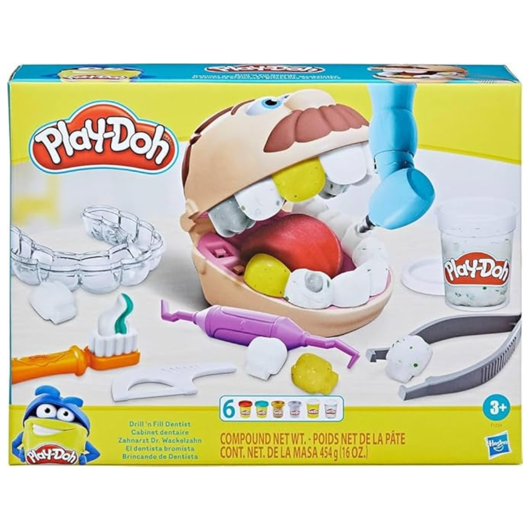 Play-Doh Kids Drill 'n Fill Dentist Toy W/Cavity & Metallic Modeling Compound