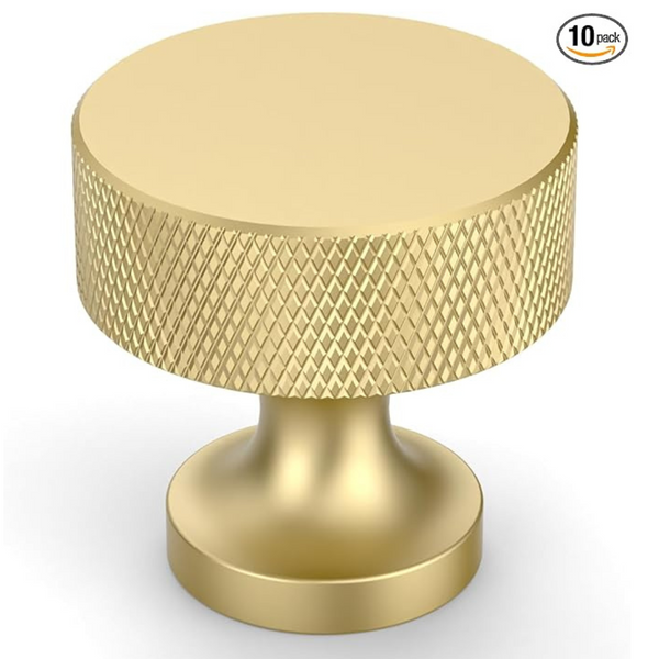 10-Pack 1-1/5"(30mm) Brushed Gold Cabinet Knobs