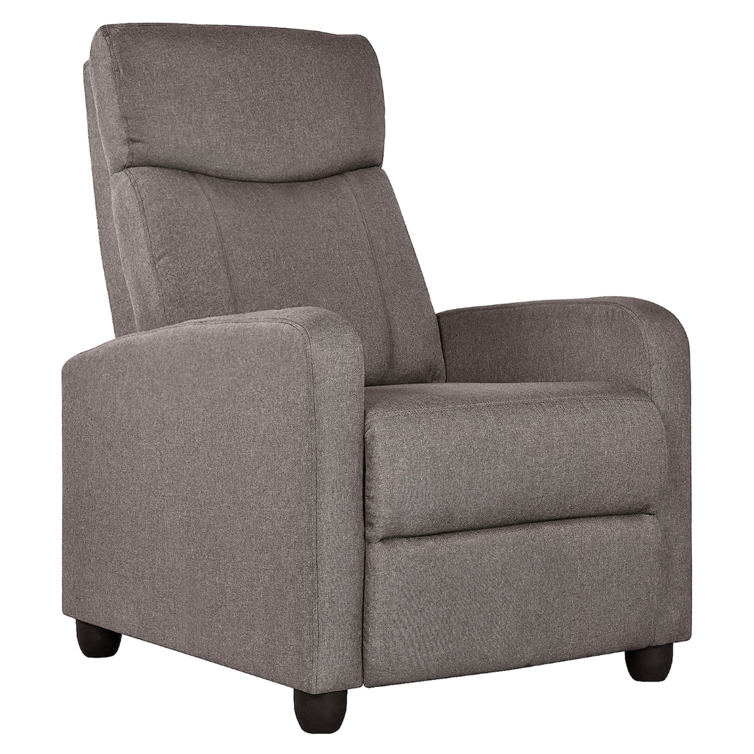 Comhoma Home Office Push Back Theater Adjustable Recliner With Footrest, Grey Fabric