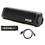 RYOBI Cordless Bluetooth Charging Speaker Kit W/2.0 Ah Battery & Charging Cable