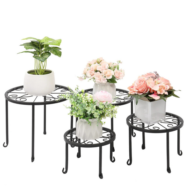 4-Pack Ktaxon Round Nesting Plant Stand With Scroll Pattern