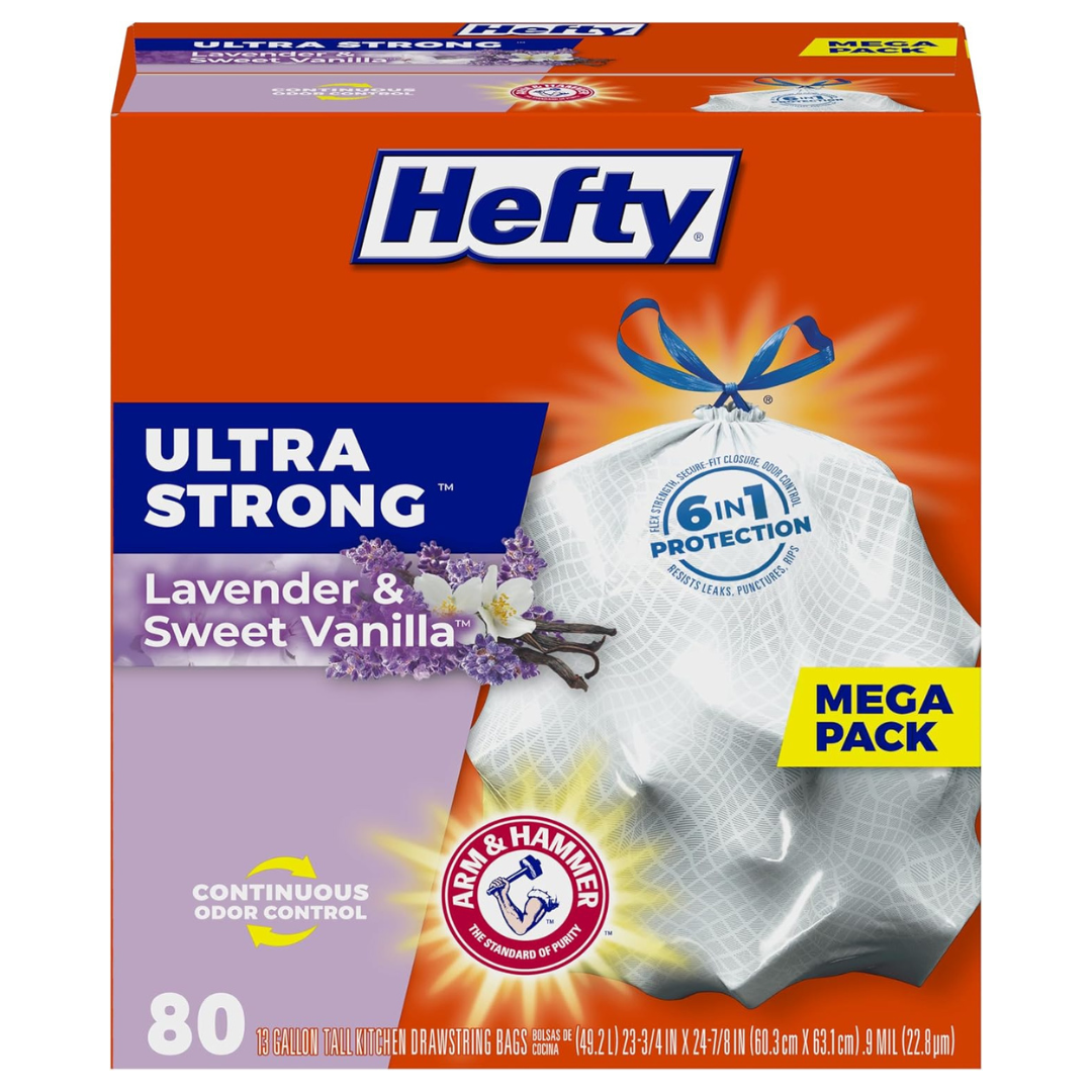 80-Count 13-Gal Hefty Ultra Strong Tall Kitchen Trash Bags