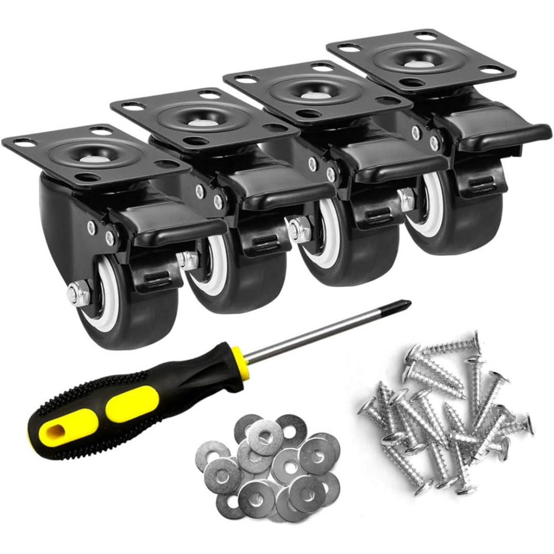 Set of 4 Ashgoob 2" Heavy Duty Caster Wheels with Brake