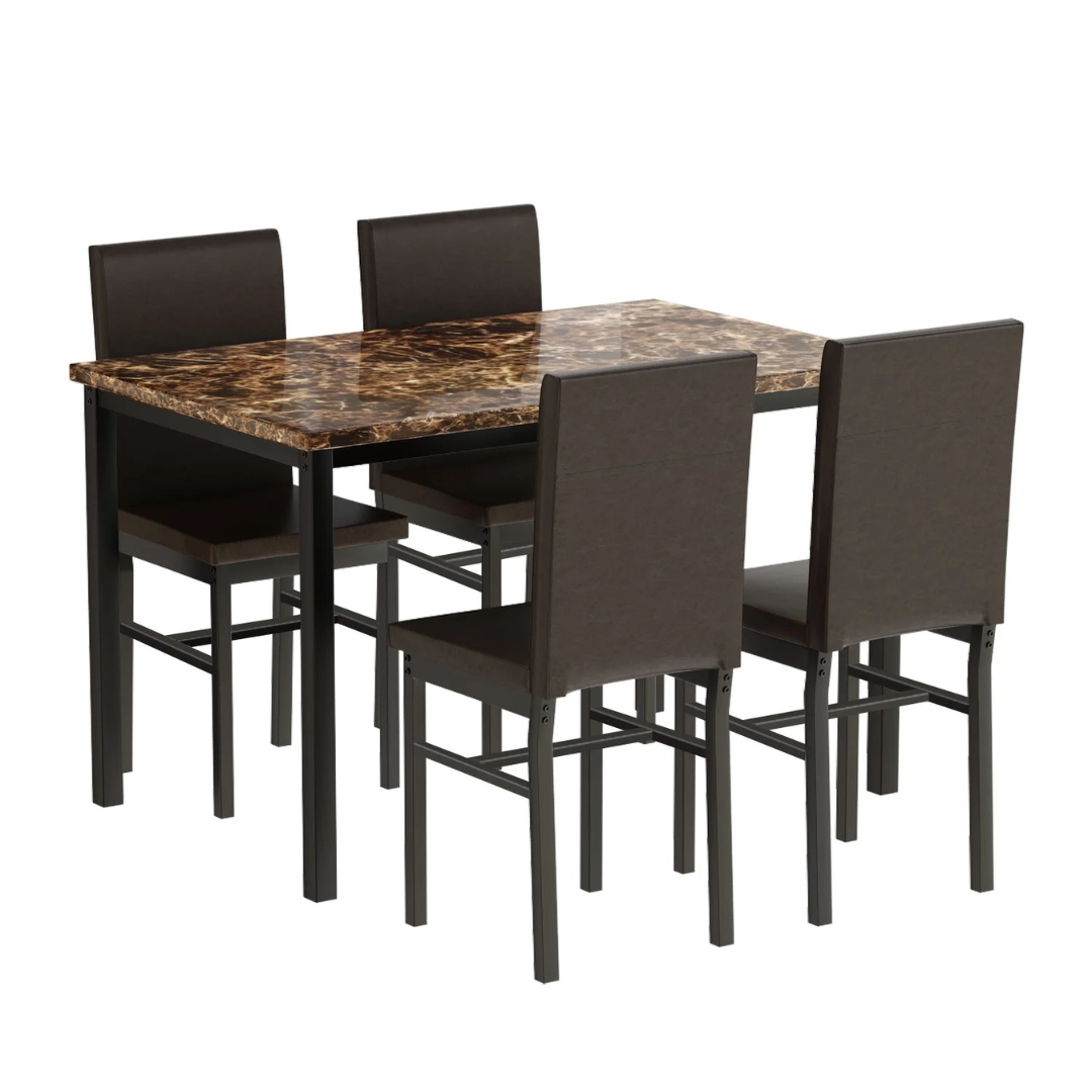 5-Piece Segmart Modern Faux Dining Table Set