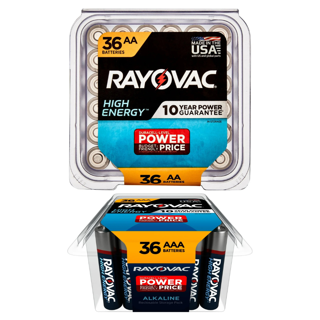 72-Count Rayovac 1.5V AA & AAA Alkaline Batteries (36 Each)