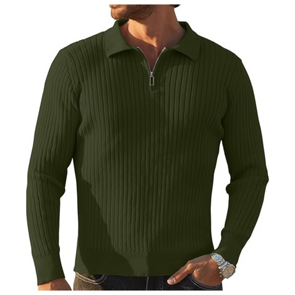 Men's Quarter Zip Up Slim Fit Sweater