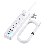 25 ft Flat Plug Power Strip With USB Ports