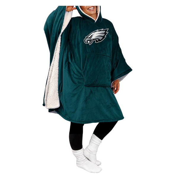 NFL Licensed 60" x 80" Wearable Hooded Blanket With Logo Patch