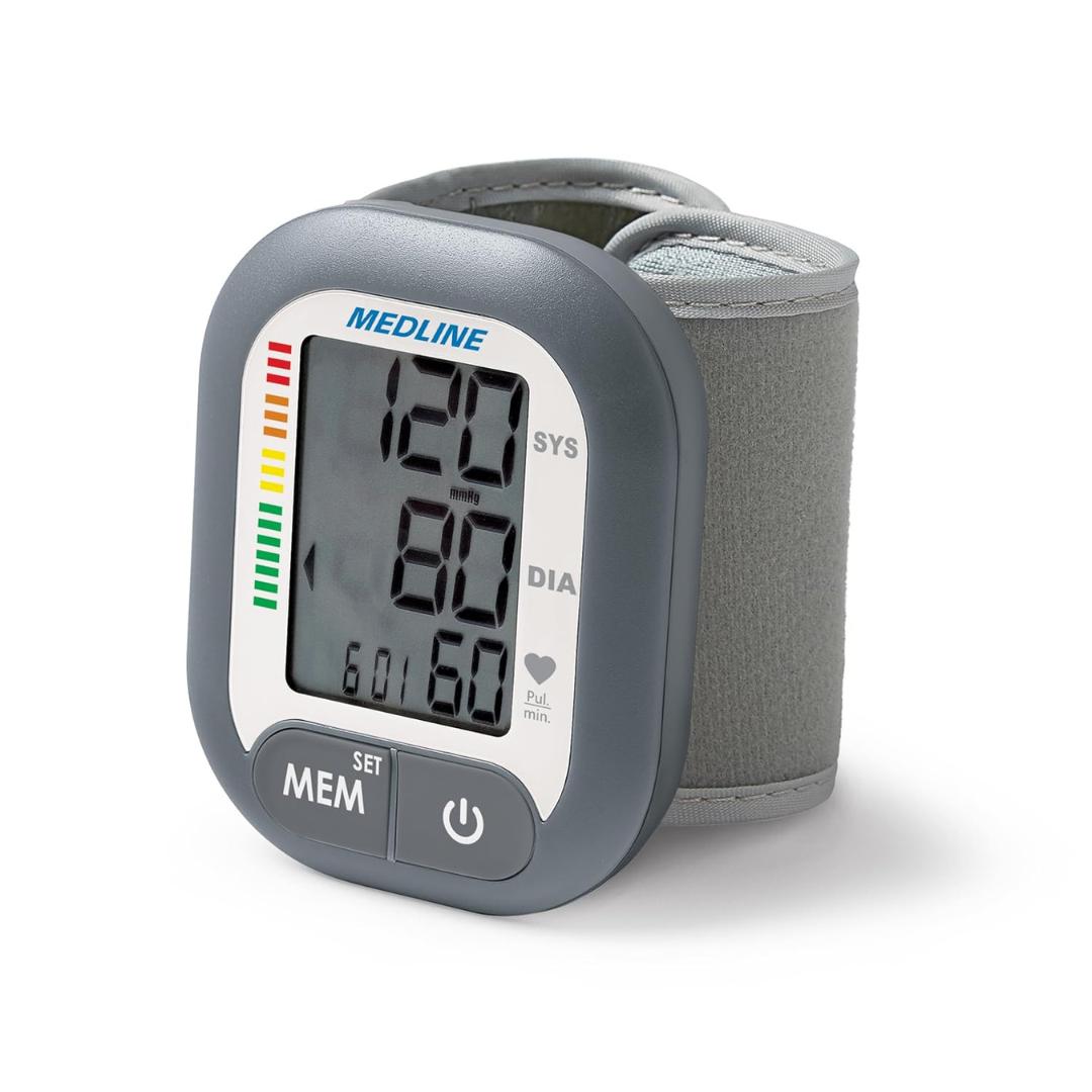 Medline Digital Wrist Blood Pressure Monitor With Batteries Included