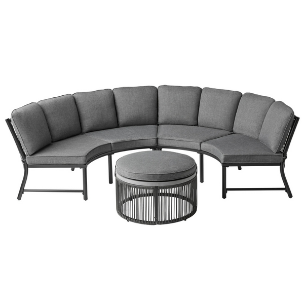 3-Piece Mainstays Curved Sectional Set With Cushions (Gray)