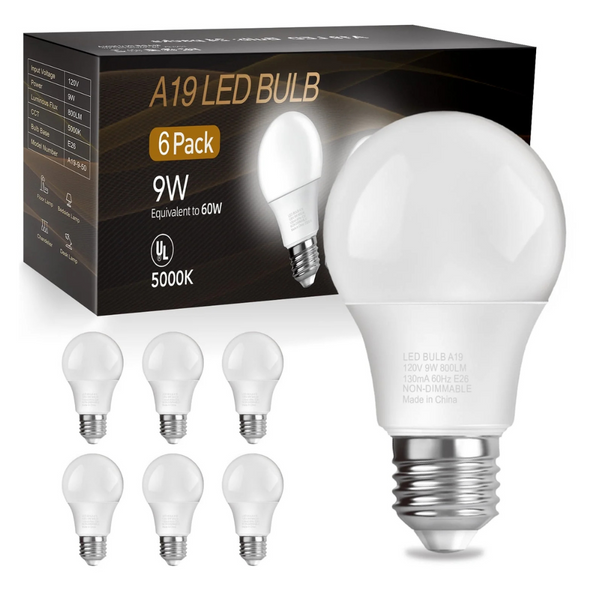 6-Pack 60W Equivalent A19 LED Light Bulb