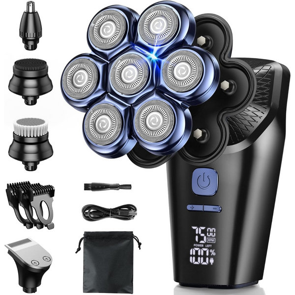 7D IPX7 Waterproof Electric Magnetic Head Shaver Razor