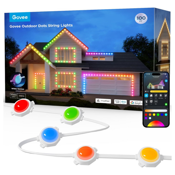 Govee 100ft Smart Outdoor Dot String Lights With Alexa