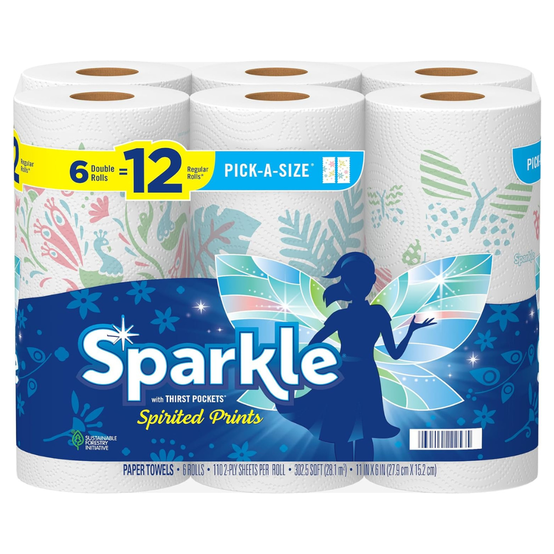 12-Count Sparkle Spirited Prints Pick-A-Size Paper Towels