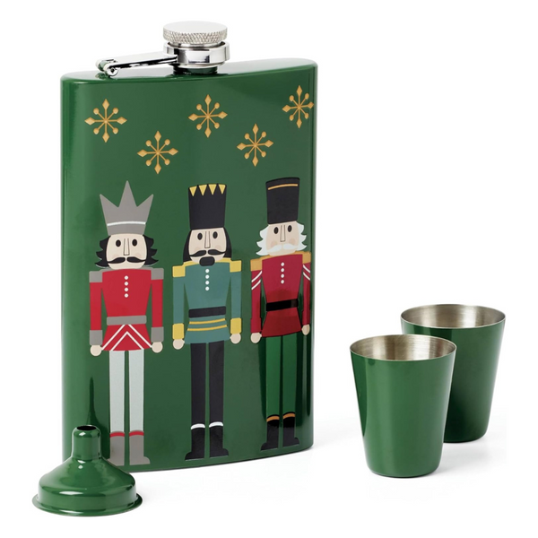 4-Piece Nutcracker Flask Set