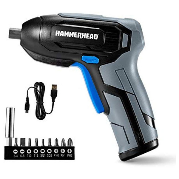 Hammerhead Rechargeable 4V Cordless Screwdriver With 9-Pieces Bit