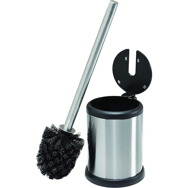 Bath Bliss Self Closing Lid Stainless Steel Toilet Brush And Holder