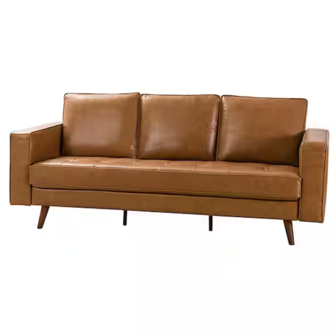 Jayden Creation Agamemnon 82" Camel Genuine Leather Straight Sofa