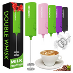 Double Whisk Milk Frother For Coffee Foam Maker