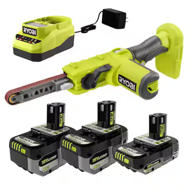 Ryobi One+ 18V 1/2" x 18" File Sander w/ (2) 4Ah + 2Ah Battery & Charger