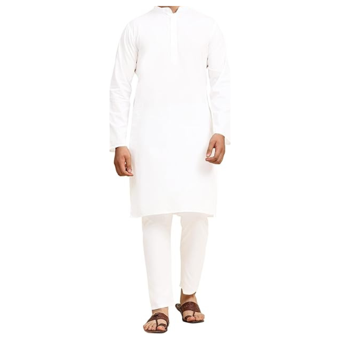 SKAVIJ Men's Tunic Cotton Kurta Pajama Casual Dress Set