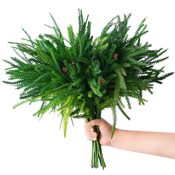 8-Piece Artificial Xmas Greenery Leaves Stems and 2-Piece Tree Branches