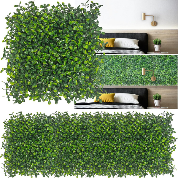 12-Piece 4-Layer 10" x 10" Leaf UV-Anti Artificial Grass Wall Panel