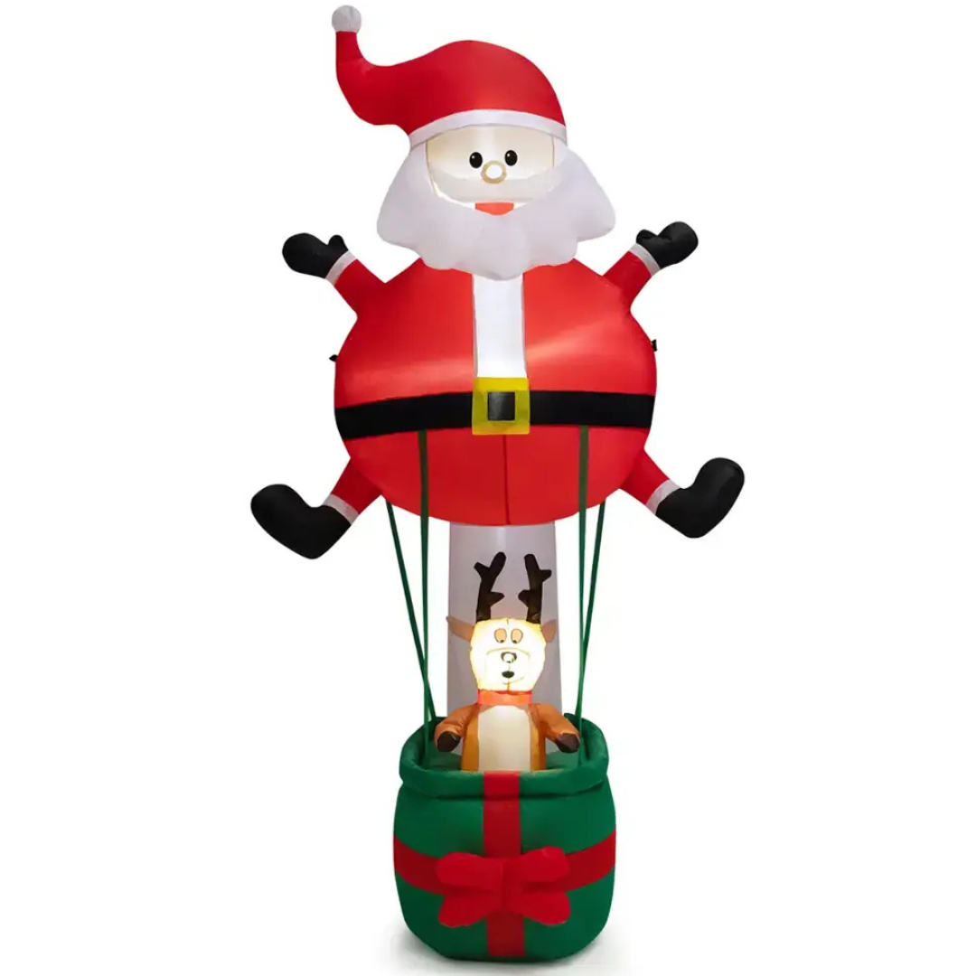 Costway 8 feet Inflatable Santa Claus & Reindeer Giant Hot Air Balloon