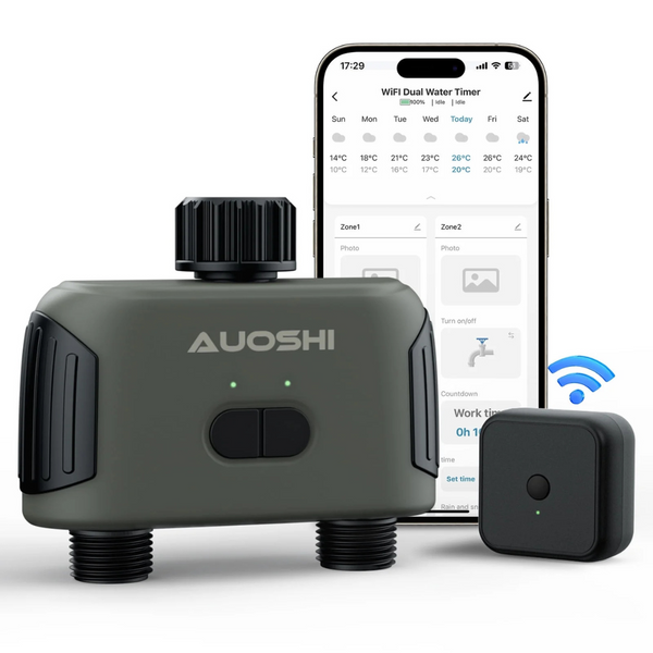 AUOSHI Smart WiFi Sprinkler Water Timer Work W/Alexa And Google Assistant