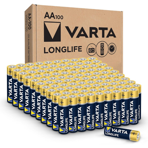 100-PAck VARTA Longlife AA Alkaline Batteries