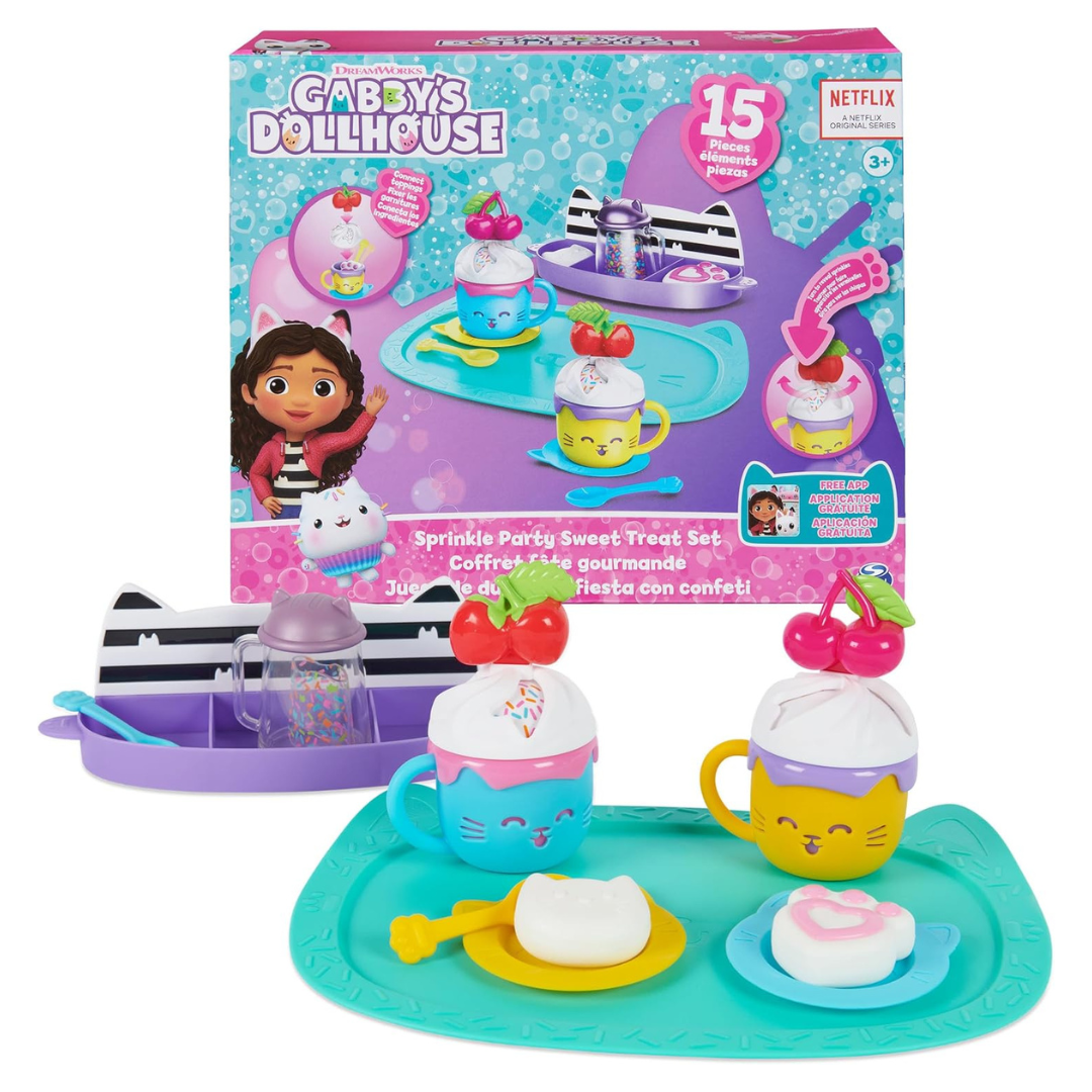 Gabbys Dollhouse Cocoa Party Set With Fruit & Sprinkles For Kids