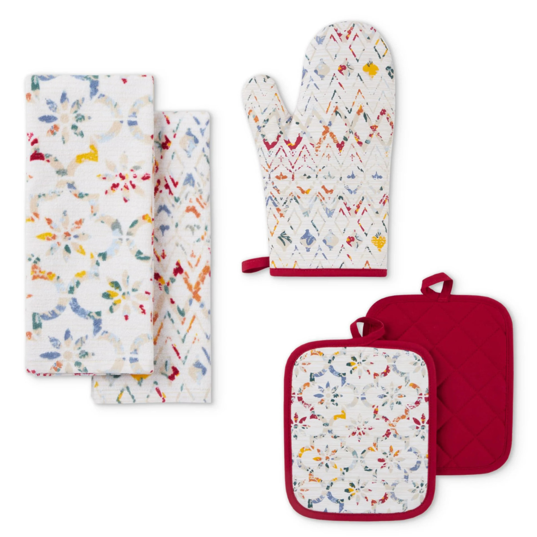 5-Piece Oven Mitt Set w/ Towel & Pot Holders