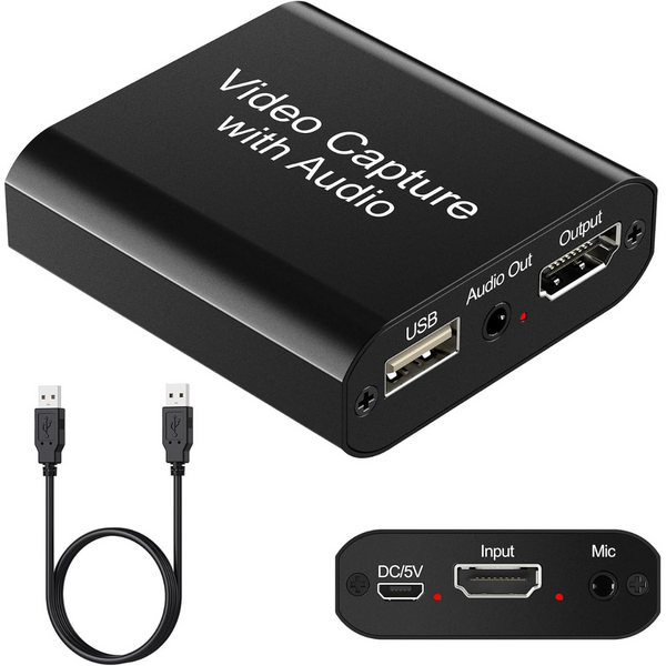 VIXLW Audio Video Capture Card with Mic and HDMI Loop-Out