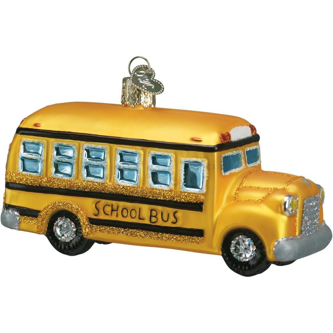 School Bus Glass Blown Ornaments for Christmas Tree (46007) 2 x 4.25