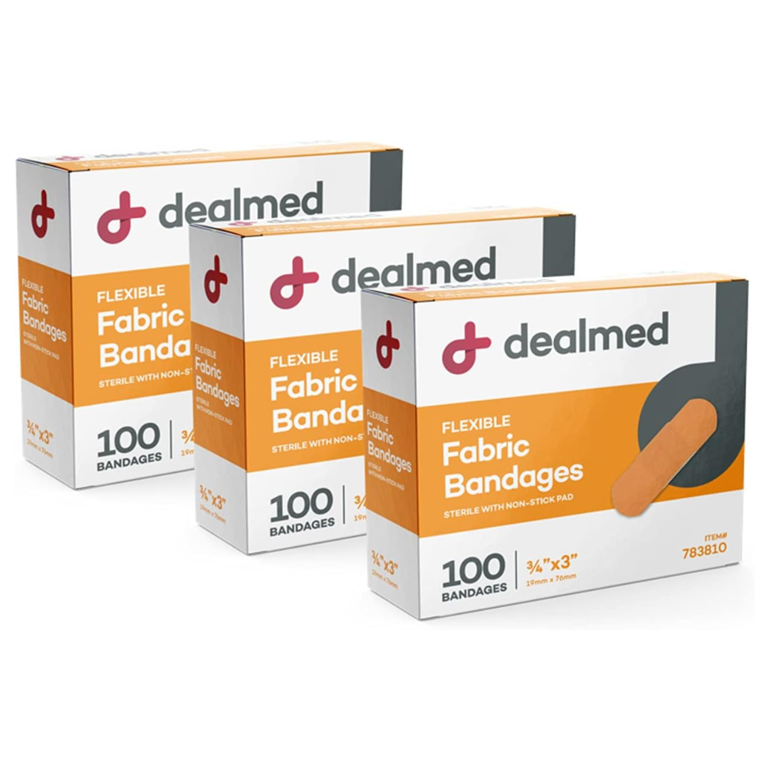 300-Count 3" x 3/4" Dealmed Fabric Flexible Adhesive Bandages