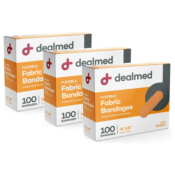 300-Count 3" x 3/4" Dealmed Fabric Flexible Adhesive Bandages