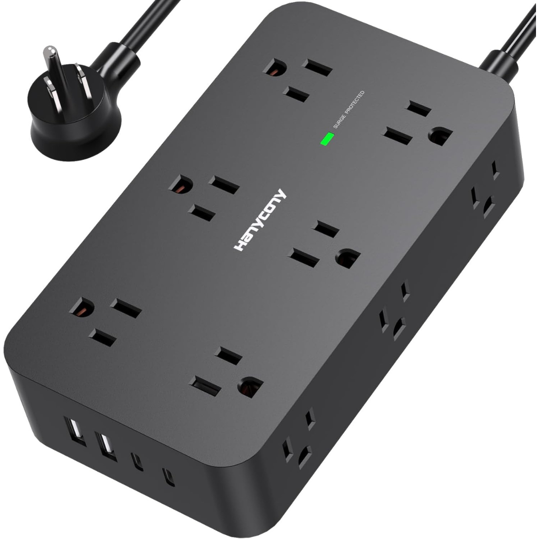 12 Outlets 4 USB Ports Surge Protector with 6ft Extension Cord