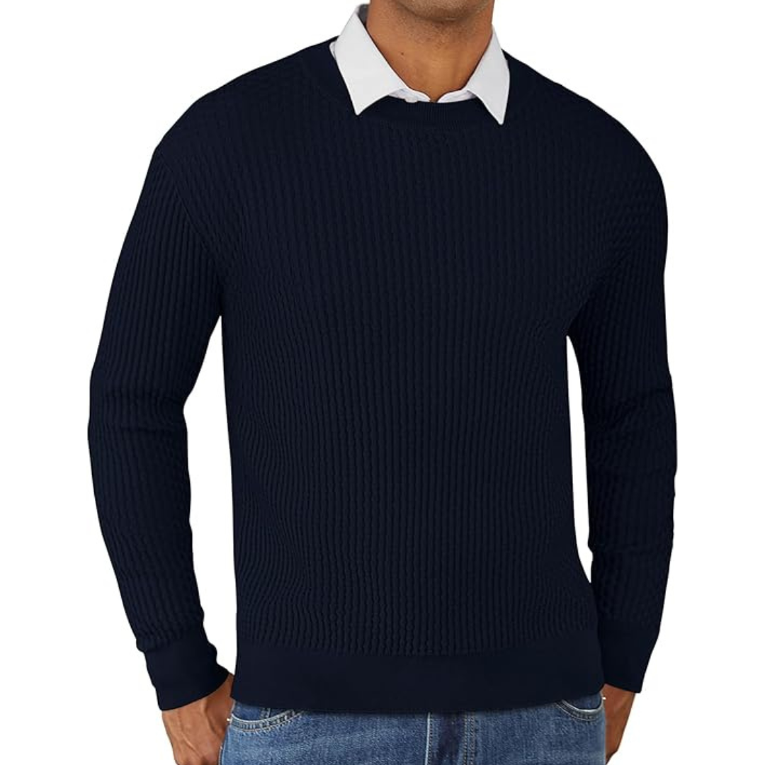 Men's Knit Textured Long Sleeve Casual Sweaters