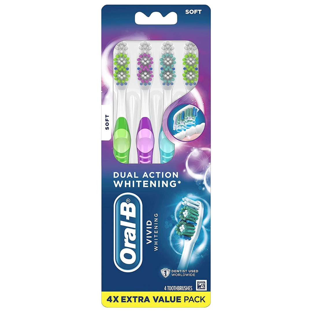 4-Count Oral-B Advantage Vivid Dual Action Whitening Toothbrushes